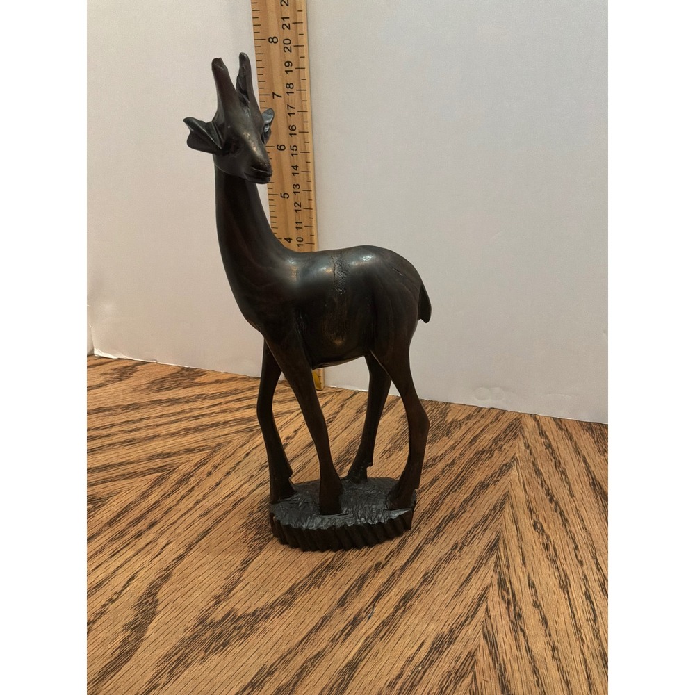 Ethno Unisex Unbranded Hand Carved Ebony Wood Gazelle Figurine 8 Inch Dark Brown
